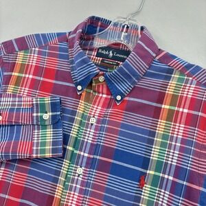 Ralph Lauren Shirt Mens L Multicolor Plaid Custom Button Down Long Sleeve Preppy